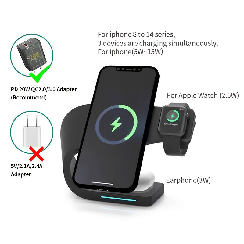 3-in-1 wireless fast charging bracket