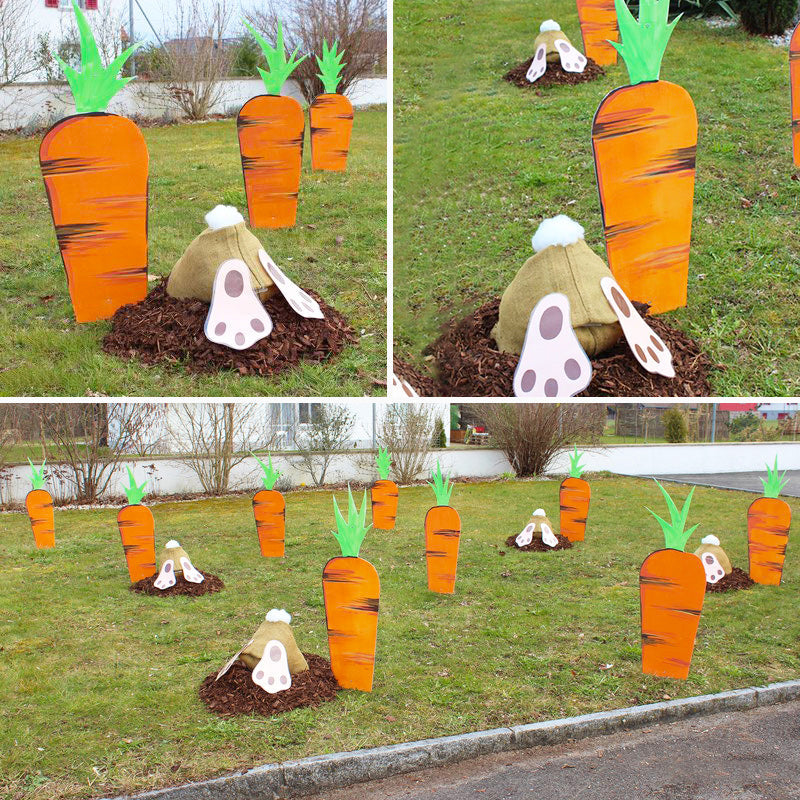 Easter Bunnies and Carrots Ornaments