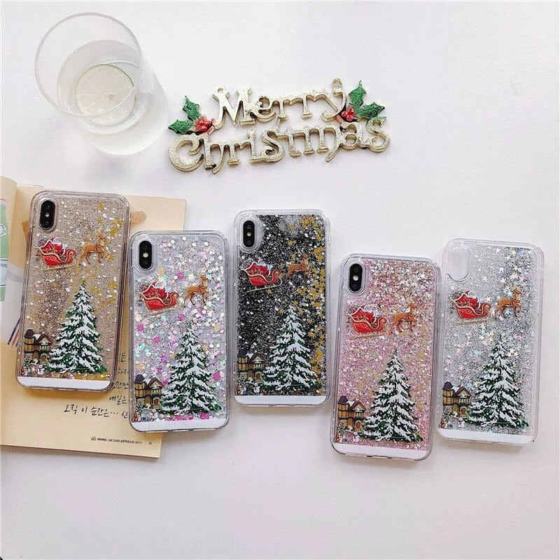 Christmas Theme Glitter Phone Case