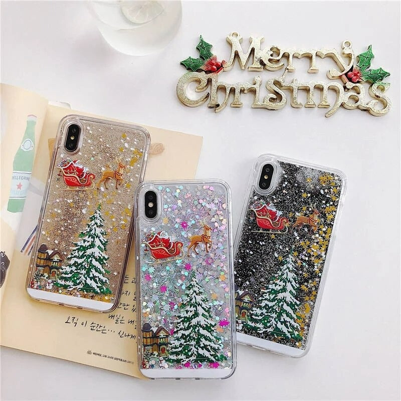 Christmas Theme Glitter Phone Case