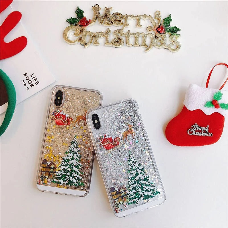 Christmas Theme Glitter Phone Case