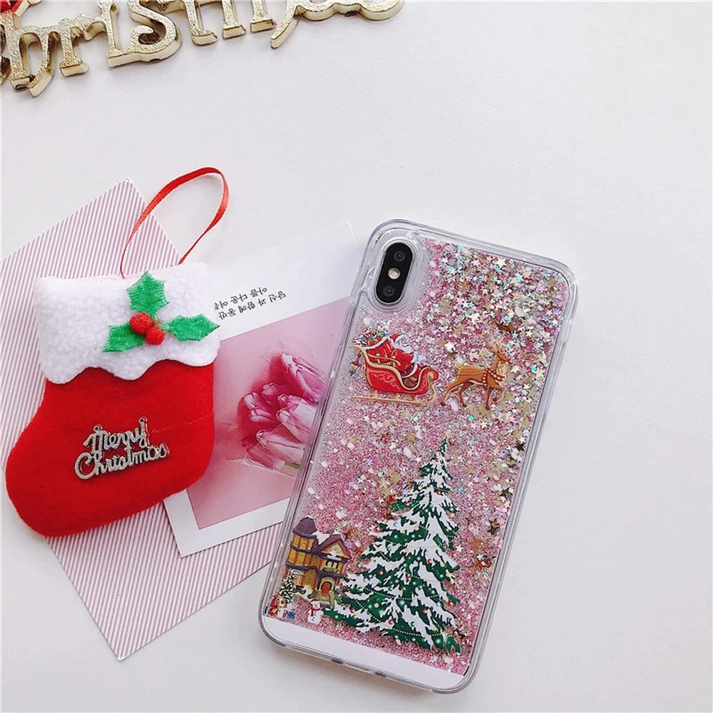 Christmas Theme Glitter Phone Case