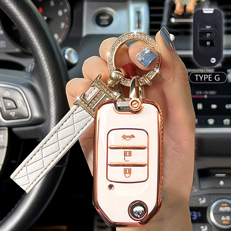 Honda Car Key Case Rhinestones Keychain