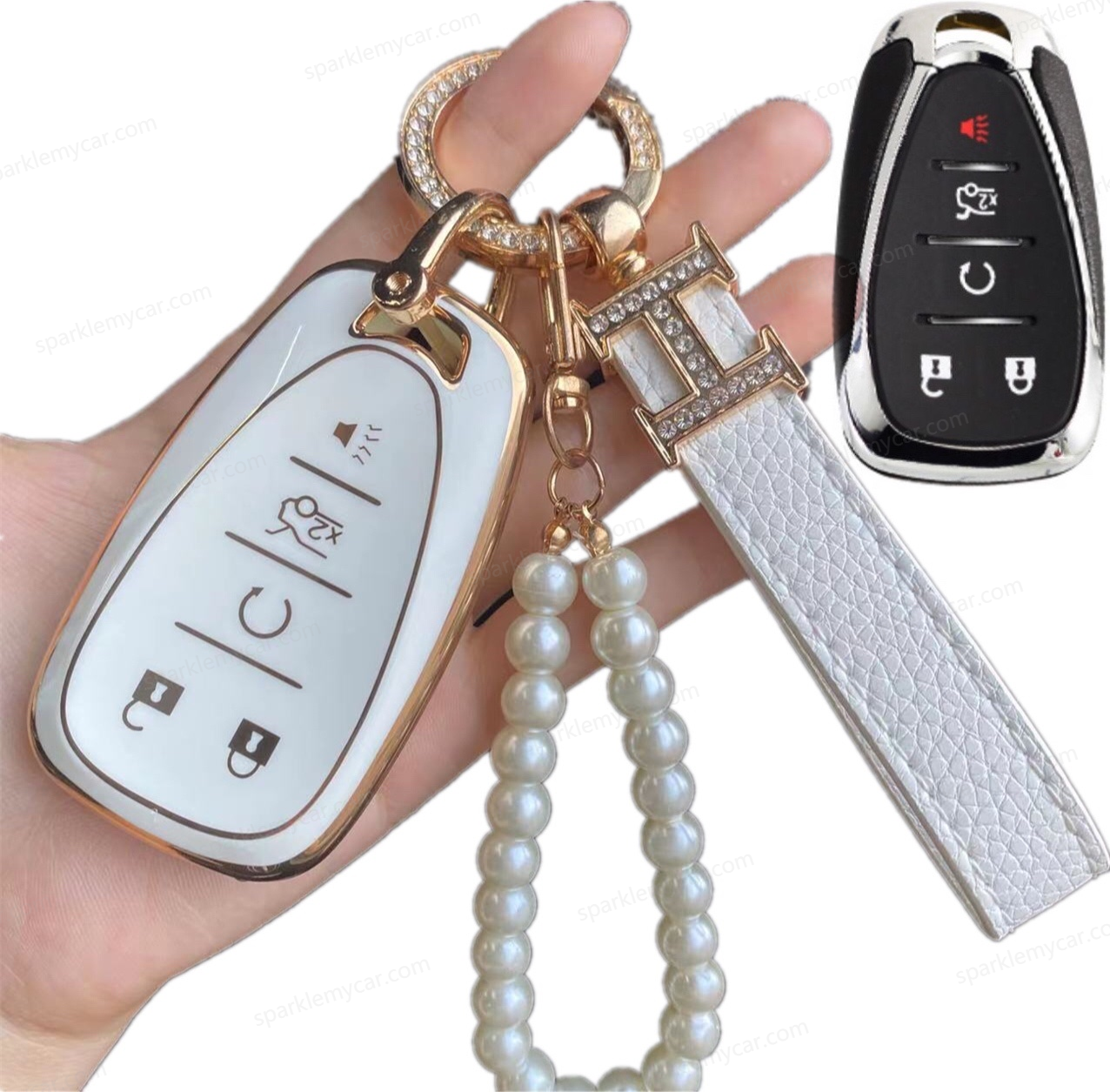 Chevrolet Car Key Case Rhinestones Keychain