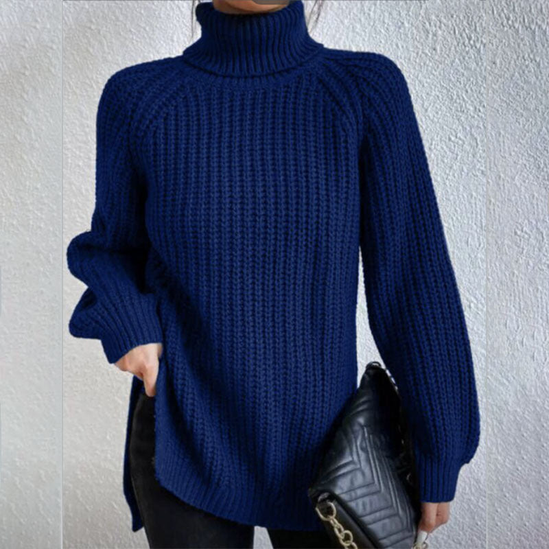 Black Friday Sale - 49% off🍀Cotton Turtleneck Raglan Sleeve Split Hem Sweater