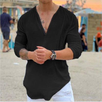 Men's casual personality V-neck T-shirt