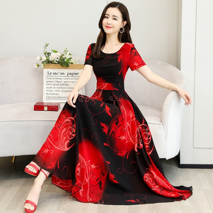 Women‘s Ice Silk Print Dress