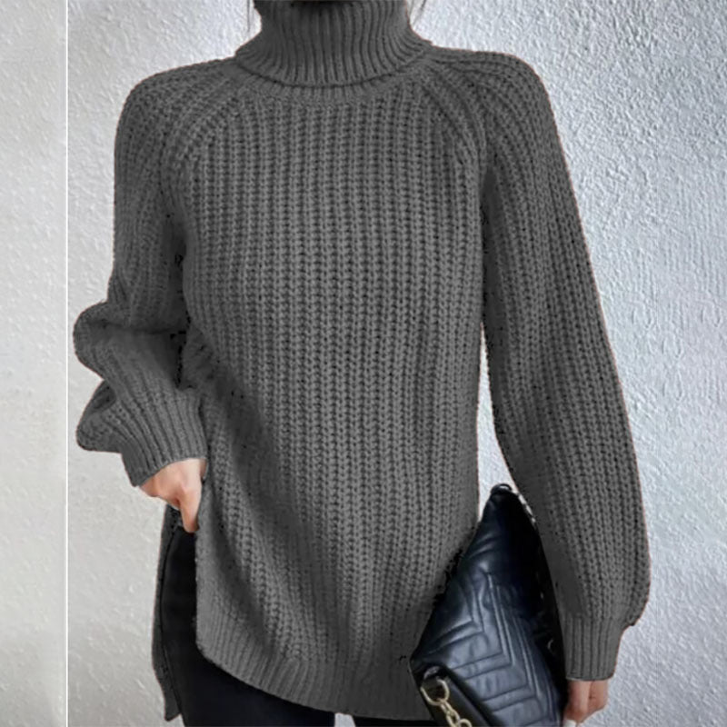 Black Friday Sale - 49% off🍀Cotton Turtleneck Raglan Sleeve Split Hem Sweater