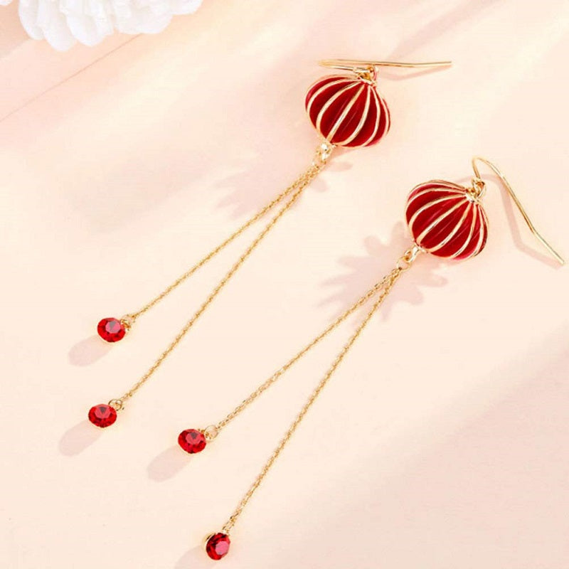 🏮1 Pair Red Drop Earrings