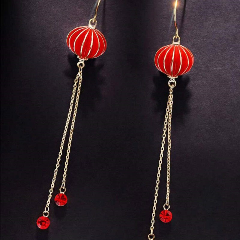 🏮1 Pair Red Drop Earrings