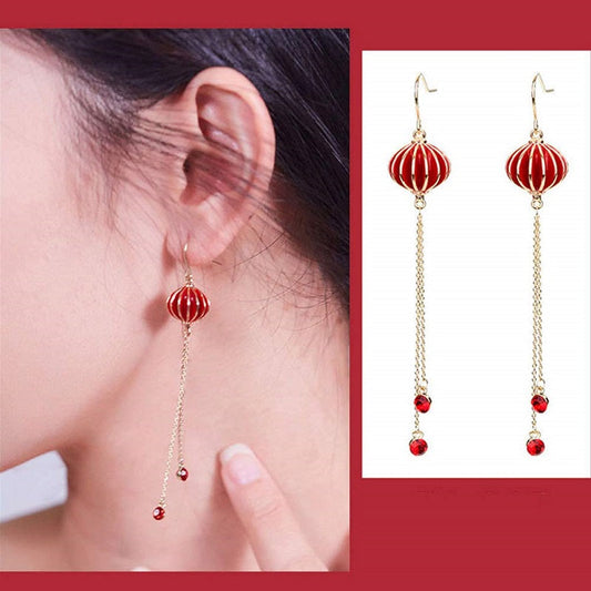 🏮1 Pair Red Drop Earrings