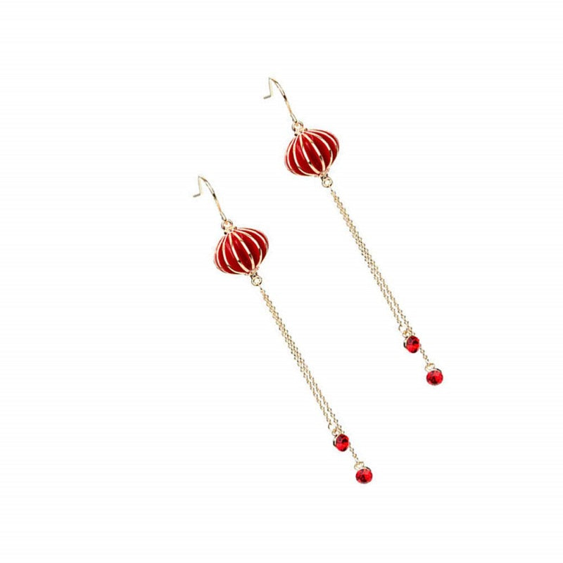 🏮1 Pair Red Drop Earrings