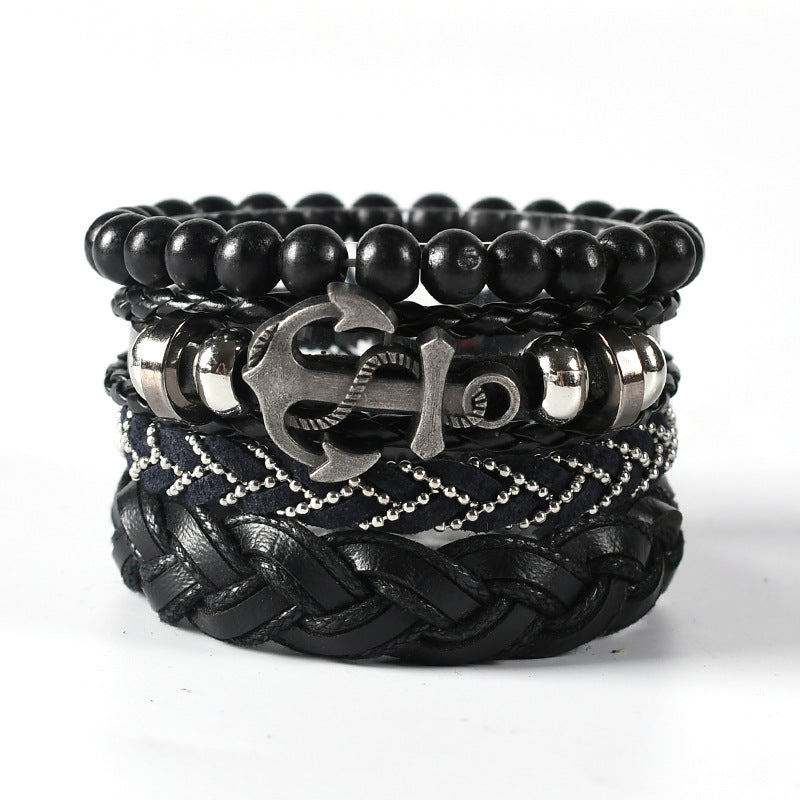 Leather Braided Cuff Wrap Bracelet