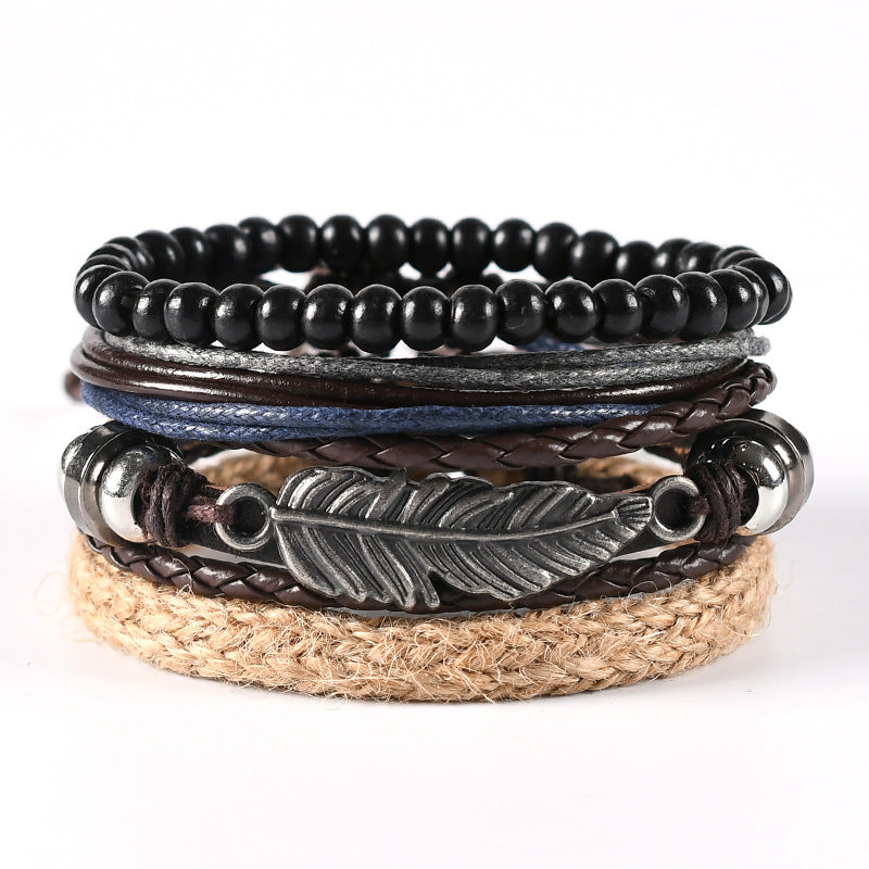 Leather Braided Cuff Wrap Bracelet