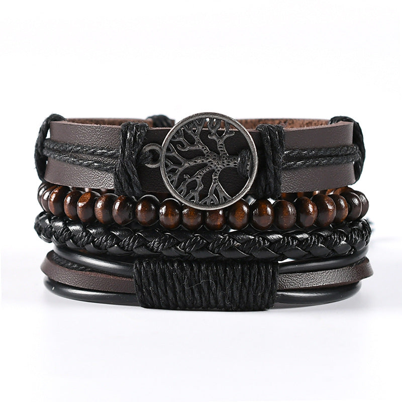 Leather Braided Cuff Wrap Bracelet