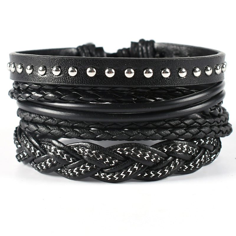 Leather Braided Cuff Wrap Bracelet