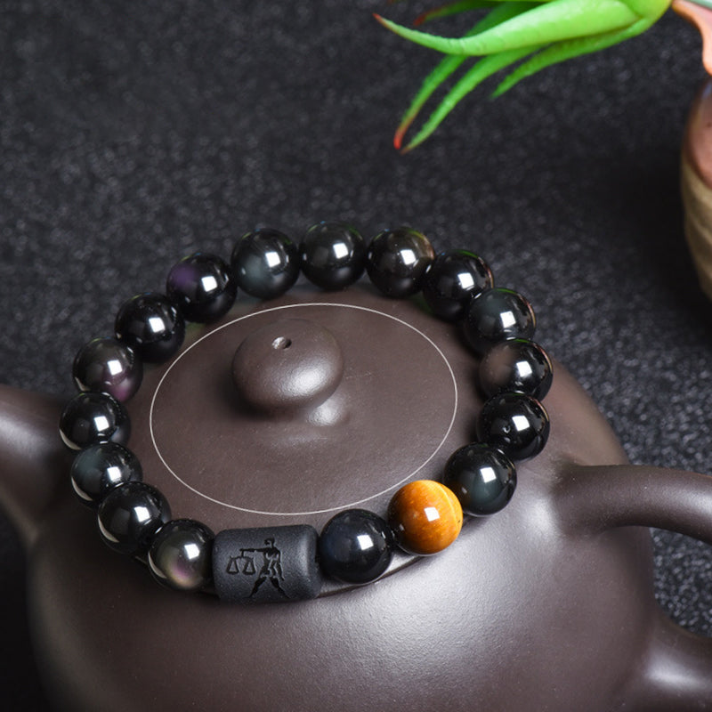 Natural Obsidian Zodiac Bracelet