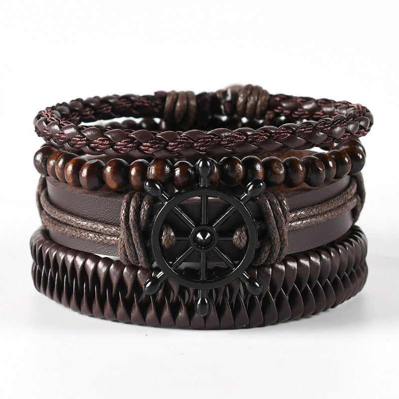 Leather Braided Cuff Wrap Bracelet