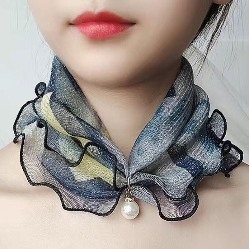 Pearl Mesh Pullover Small Scarf