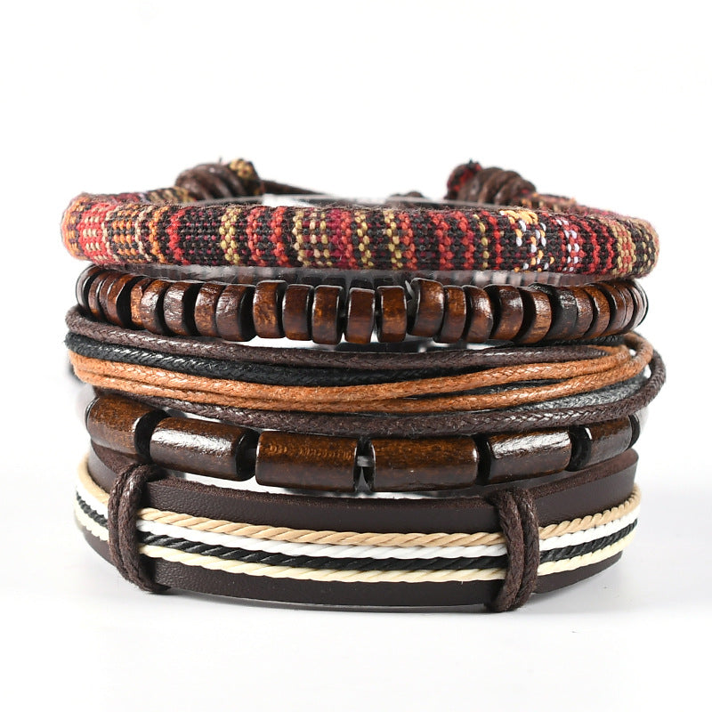 Leather Braided Cuff Wrap Bracelet