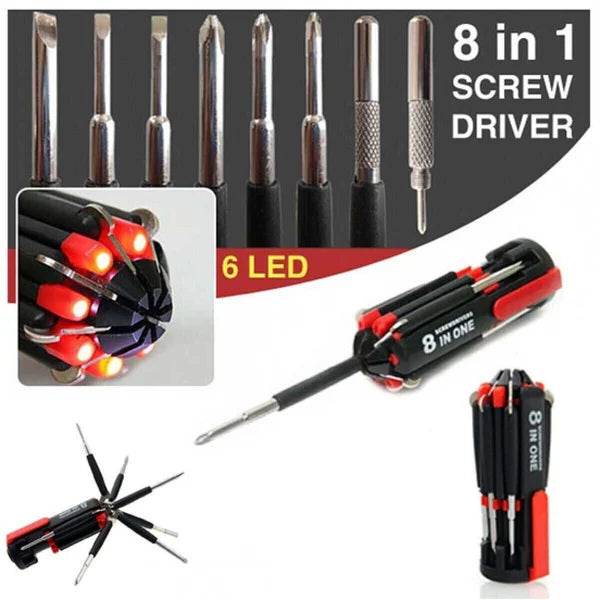 8 in 1 Screwdriver Set Multi Tool With LED