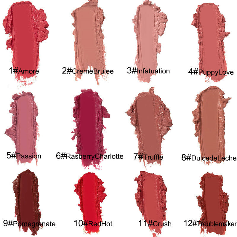 🔥Hot Sale- Buy 2 Get 1 Free🔥12 Color Cream Texture Lipstick Waterproof