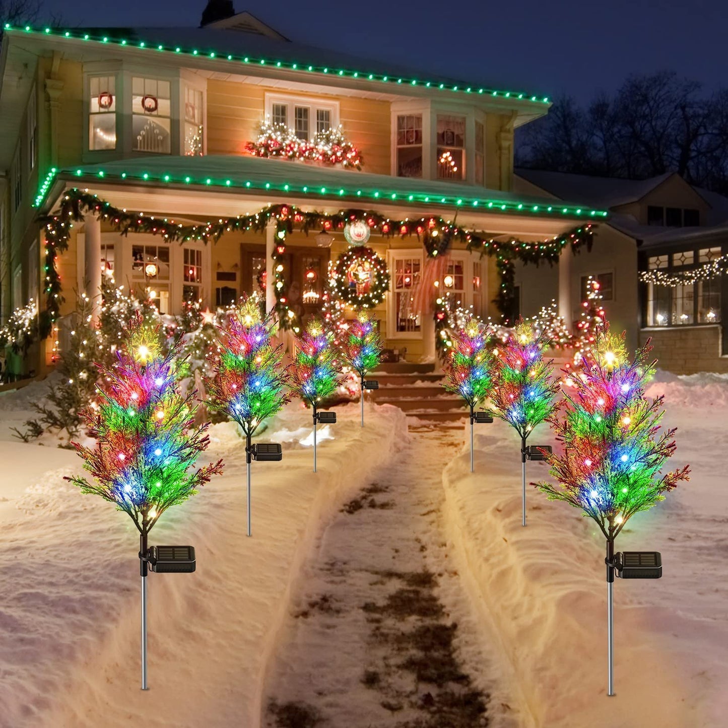 🎄Solar Christmas LED Colored Pine and Cypress Tree Light🌟