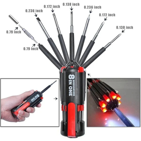 8 in 1 Screwdriver Set Multi Tool With LED