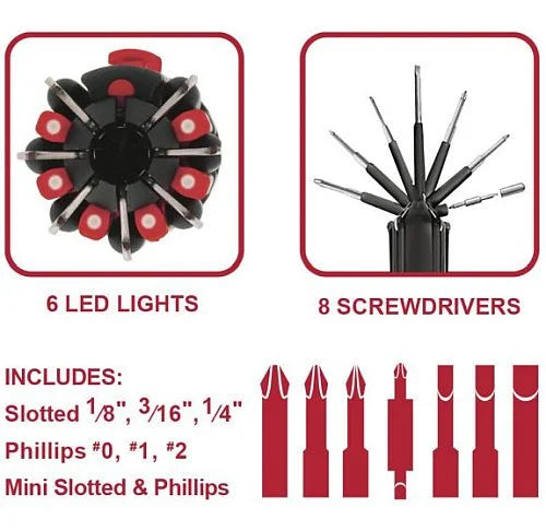 8 in 1 Screwdriver Set Multi Tool With LED