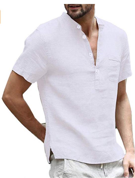 Men's Linen Short Sleeve Casual T-Shirt