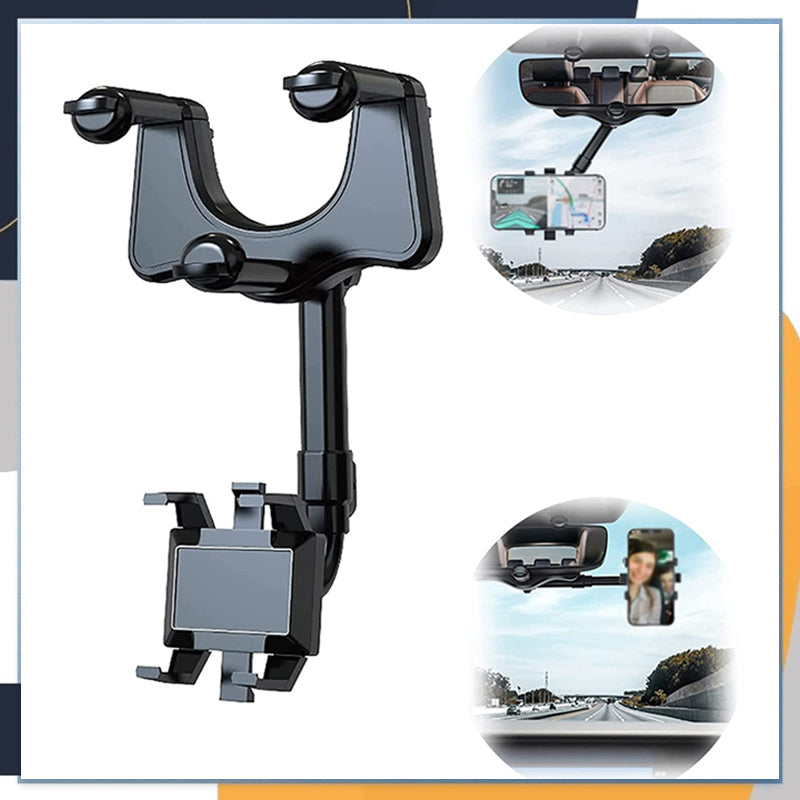 Rearview Mirror Phone Holder for Car-Rotatable and Retractable