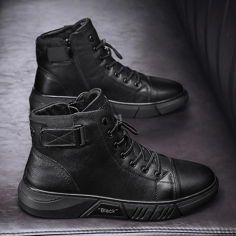 Black Warm Leather Boots