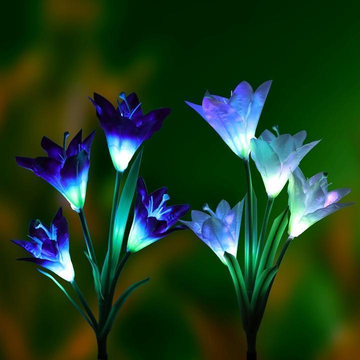 New-Upgraded Artificial Lily Solar Garden Stake Lights